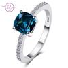 Charms Women's Wedding Rings High Quality Peacock Blue Aquamarine Zircon Ring Party Engagement Jewelry Gifts