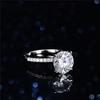 Крупногабаритное кольцо с муассанитом 5 карат 11 мм с четырьмя зубцами для женщин, стерлинговое серебро 925 пробы, белое золото 14 карат, обручальные кольца вечности