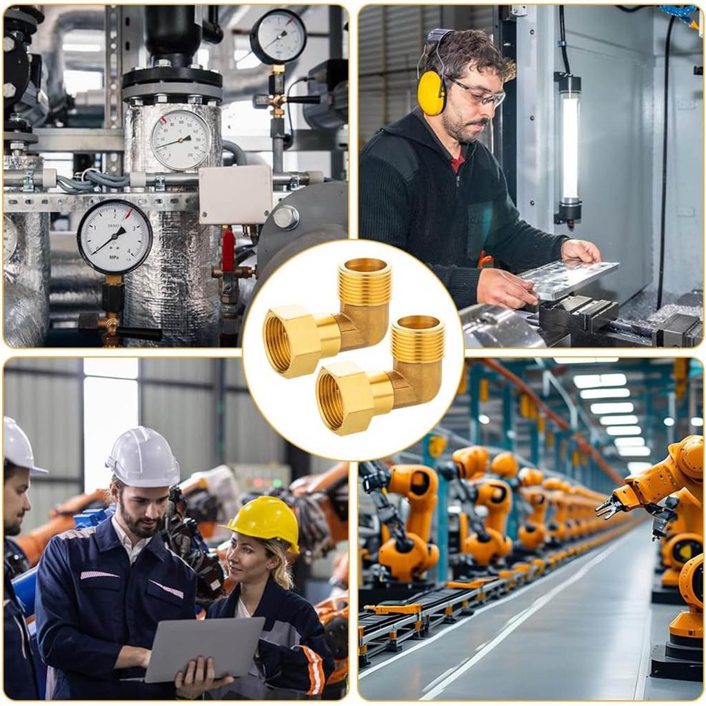 Pack Of 2 Sturdy Brass Materials 90 Degree Point Fitting 3/4 Inch Male To Female Thread For Water Installations