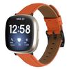 Litchi Textured Genuine Cow Leather Strap with Electroplated Buckle for Fitbit Versa 4 / Sense 2 Pointed-End Watch Band