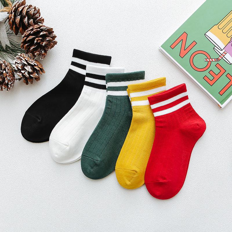 5 Pairs Children's Cotton Striped Mid-Tube Socks