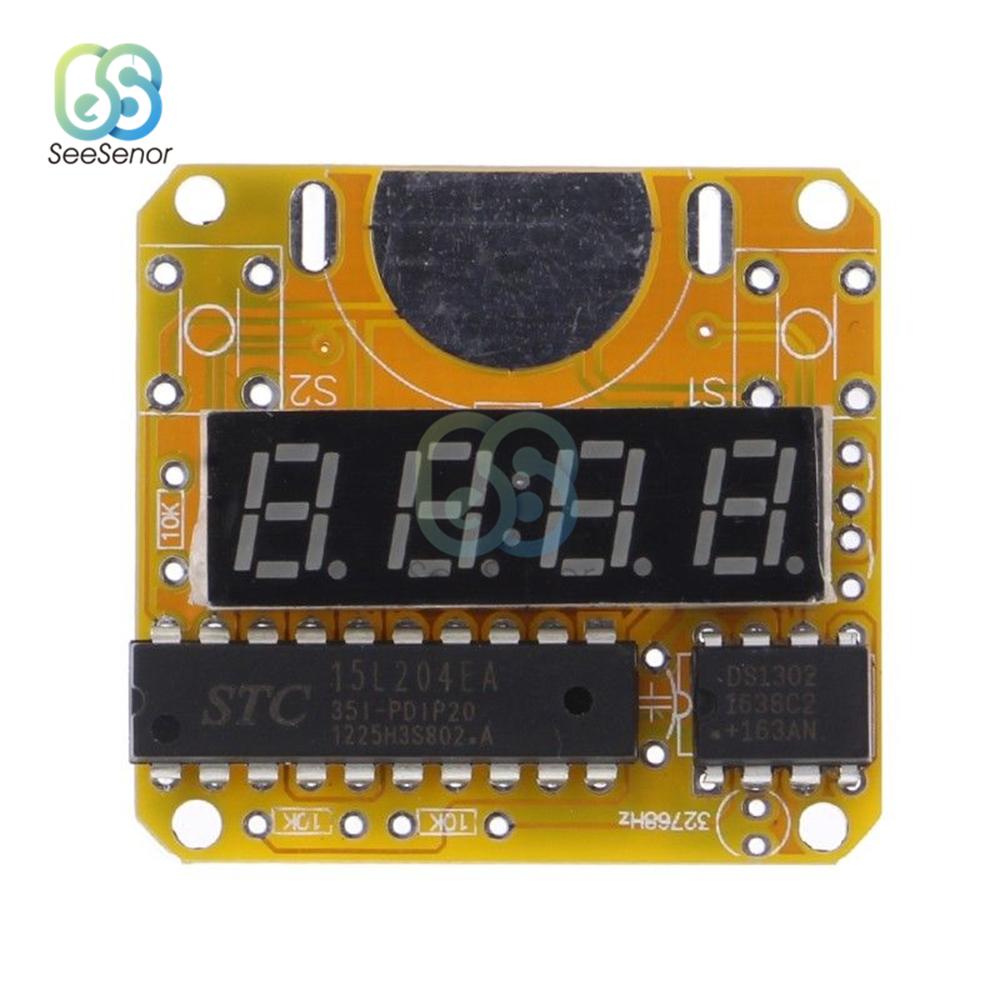 DC 3V Single-chip LED Digital Watch Electronic Clock Kit Smart Electronic Clock Module DIY Kit With Transparent Cover2