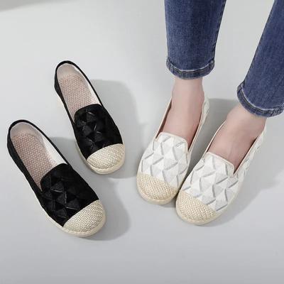 Обувь Weaving Fisherman для женщин 2024 года, новые ретро-туфли на плоской подошве из парусины для женщин на открытом воздухе, легкие женские мокасины на платформе, китайские