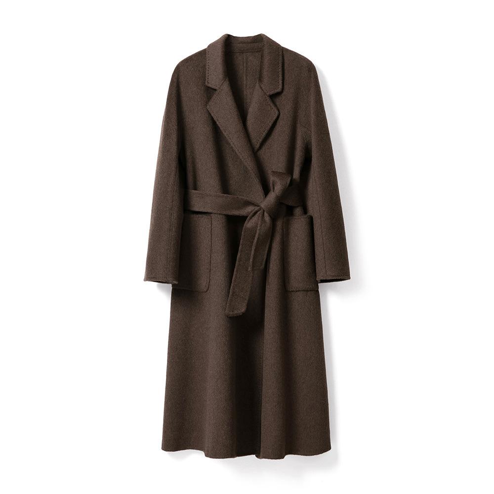 [Heying] Maillard bathrobe coat Suli woolen jacket wool temperament long double-sided woolen coat women