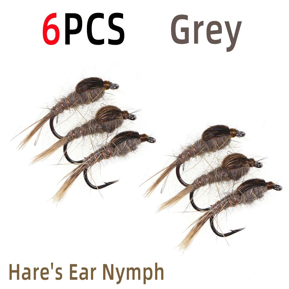 6 шт. мушки для ловли рыбы нахлыстом из индейки-биота или нимфы с заячьим ушком, высококачественные материалы, связанные вручную, лучше всего подходят для ловли форели, окуня и мелкой рыбы