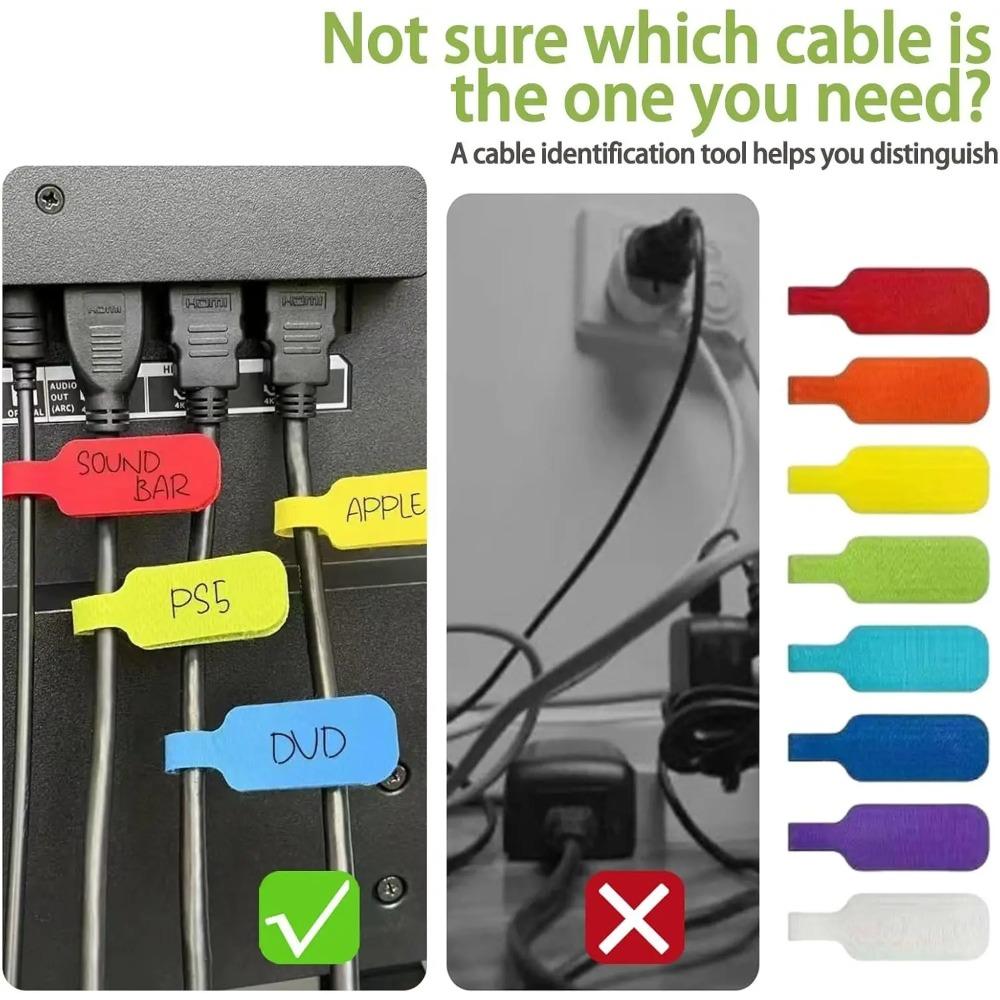 10-30pcs Reusable Waterproof Cable Labels Color-Coded Organizer Straps Data Charger Cords Management Home Office Travel