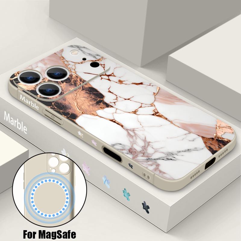 Роскошный чехол с узором под песчаник и мрамор для iPhone 16 Pro Max, магнитный, для Magsafe, мягкая крышка для iPhone 17 15 14 13 Pro Max 17E 16E