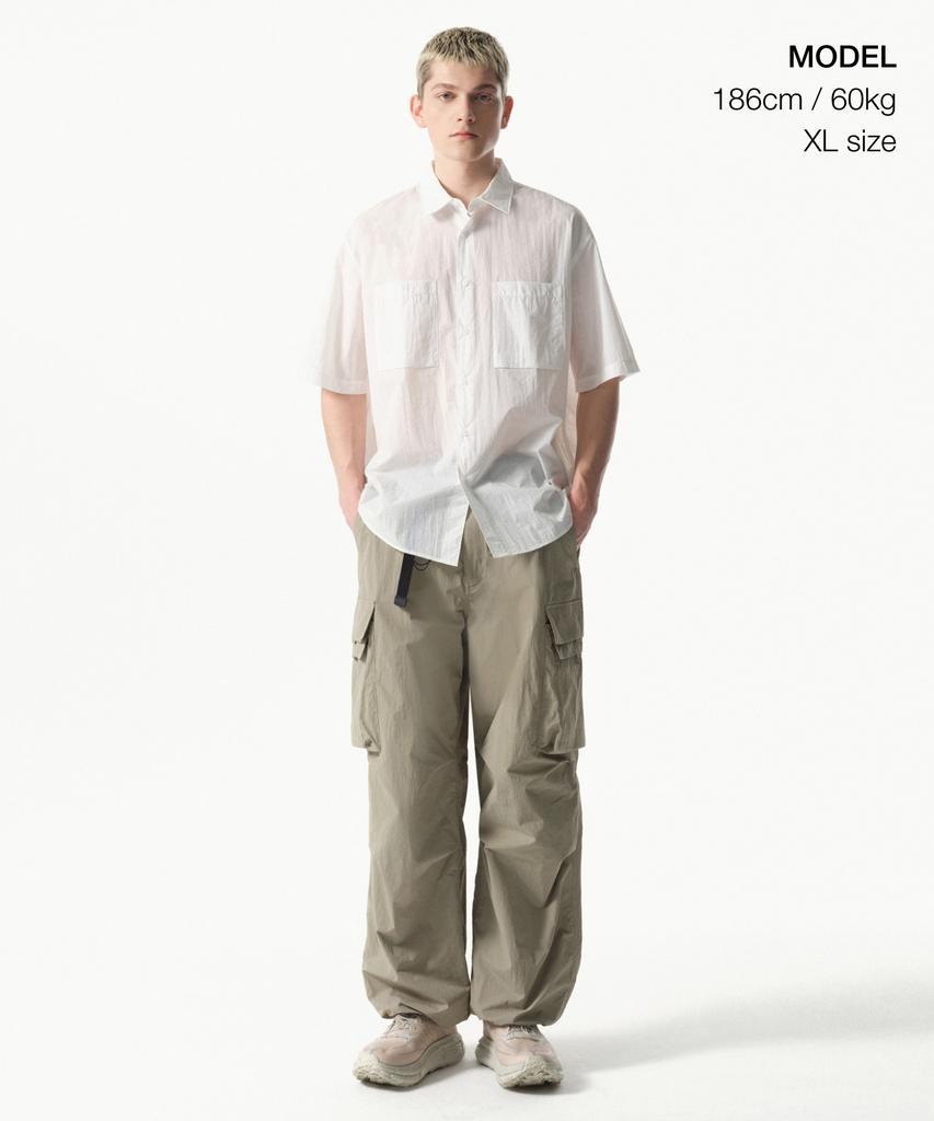 MUSINSA STANDARD [City Leisure] Lightweight Nylon Oversized Short Sleeve Shirt [White]