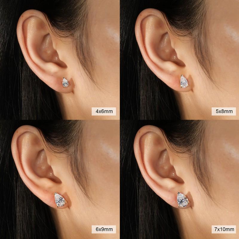 Colorful Earrings Light Luxury 8A Shiny Zircon Studs Waterdrop Women