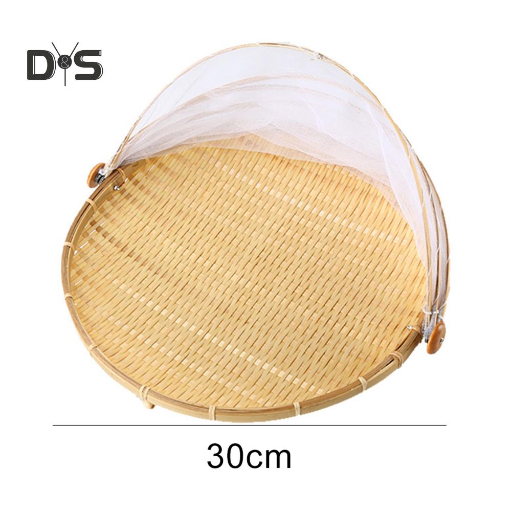 Blooming Bouquet Bamboo Picnic Food Serving Basket Anti Flies Insect Net Cover Bread Fruit Tray