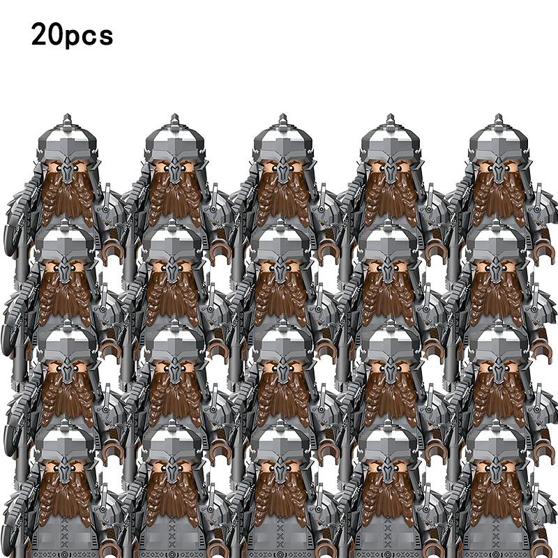 20 шт., группа средневековых рыцарей, строительные блоки, военные фигурки, аксессуары, детали модели воина, игрушки «сделай сам» для детей