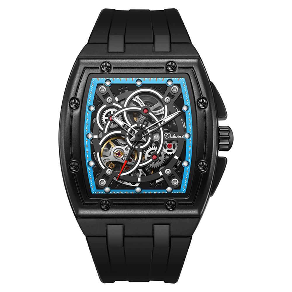 Dulunwe Trend Skeleton Gear мужские часы силиконовый ремешок автоматические механические часы 3ATM водонепроницаемые светящиеся роскошные спортивные наручные часы