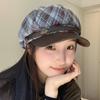 New Autumn and Winter Woolen Plaid Retro Beret Women's Ins Temperament Fashion Versatile Octagonal Hat
