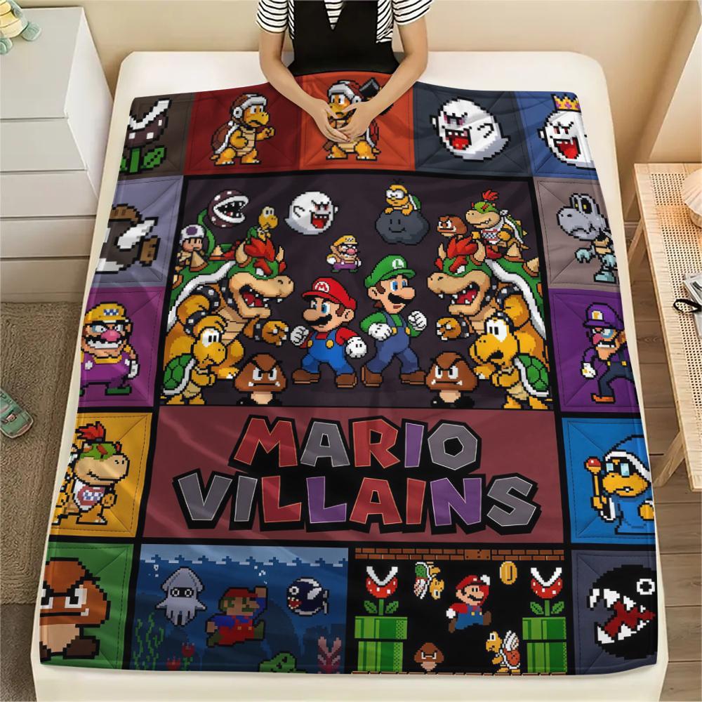 Super Mario Puzzle Print Flannel Blanket, Comfortable Warm for Sofa Bed Chair, Versatile for Picnic -HE64