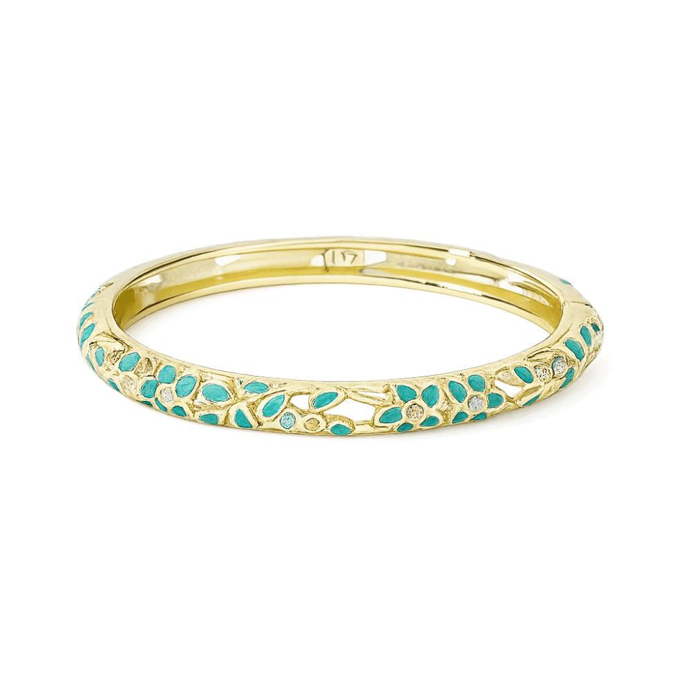 Traditional Flower Crystal Bangle Colorful Women's Hand Bracelet Vintage Cloisonne Bangle  Ladies