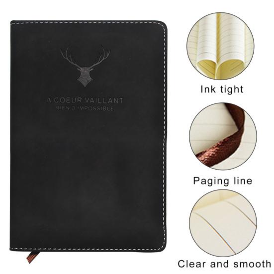 Elegant Notebook with 280 Pages Thickened Faux Leather Cover Elegant Writing Experience Office Workplace Notebook