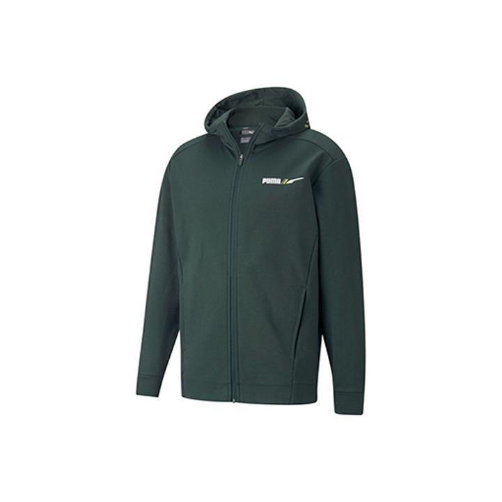 Puma Утепленная мужская куртка с капюшоном на флисовой подкладке с логотипом, верхняя одежда, зелено-зеленый 846528-80