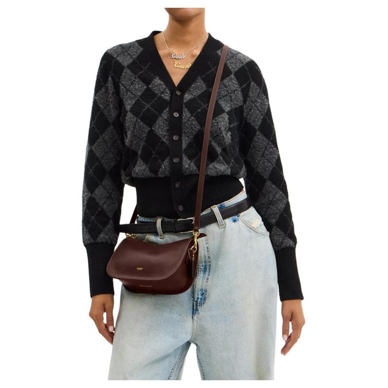 Coach Сумка через плечо Waverly 24 с тиснением под кожу, средняя, женская, кленово-коричневая
