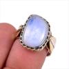 Кольцо из двухцветного серебра 925 пробы с натуральным радужным лунным камнем, размер 7 r4u17