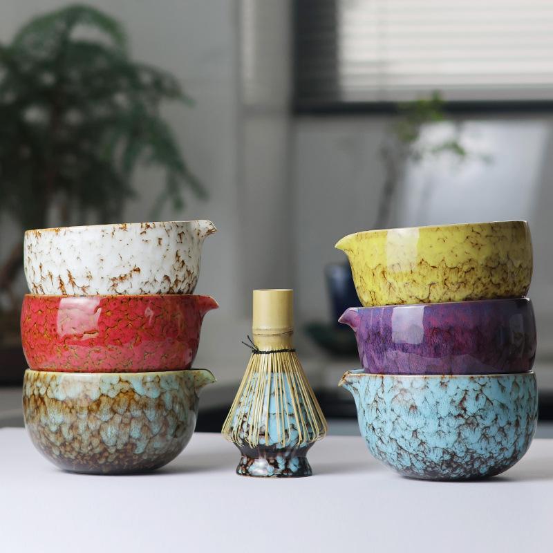 Японский керамический набор для матча Бамбуковый венчик Чайная ложка Керамическая чаша Традиционная чаван Аксессуары для чайного набора Кунг-фу Подарочная коробка для матча