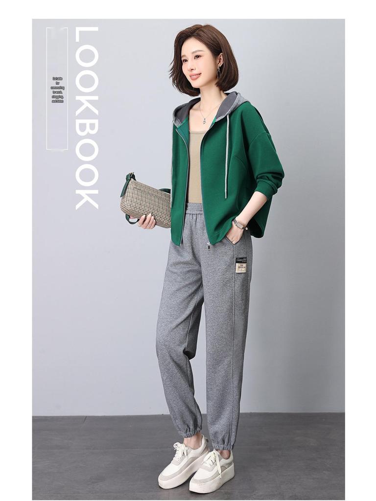 Женский спортивный костюм большого размера - Стильный осенний костюм-двойка для мам среднего возраста
