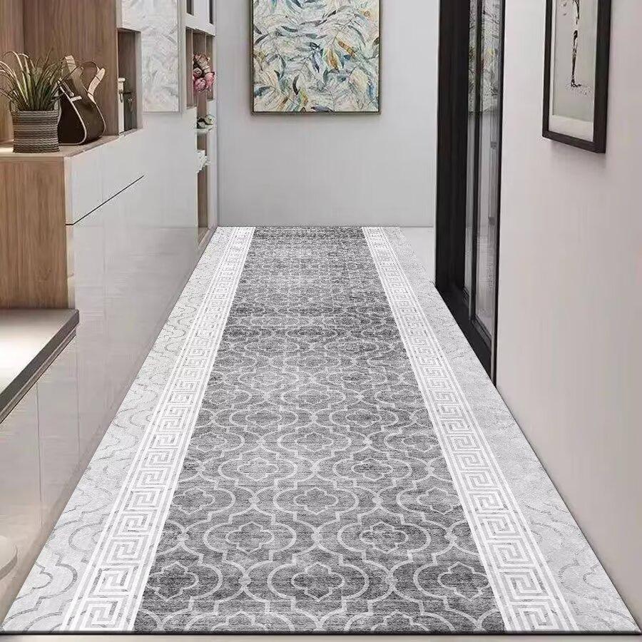 Скандинавский Современный Высококлассный Длинный Ковер для Коридора Роскошный Серый Коридорный Коврик-Дорожка Домашнее Украшение Зональный Ковер Проход в Отеле Нескользящий Кухонный Коврик