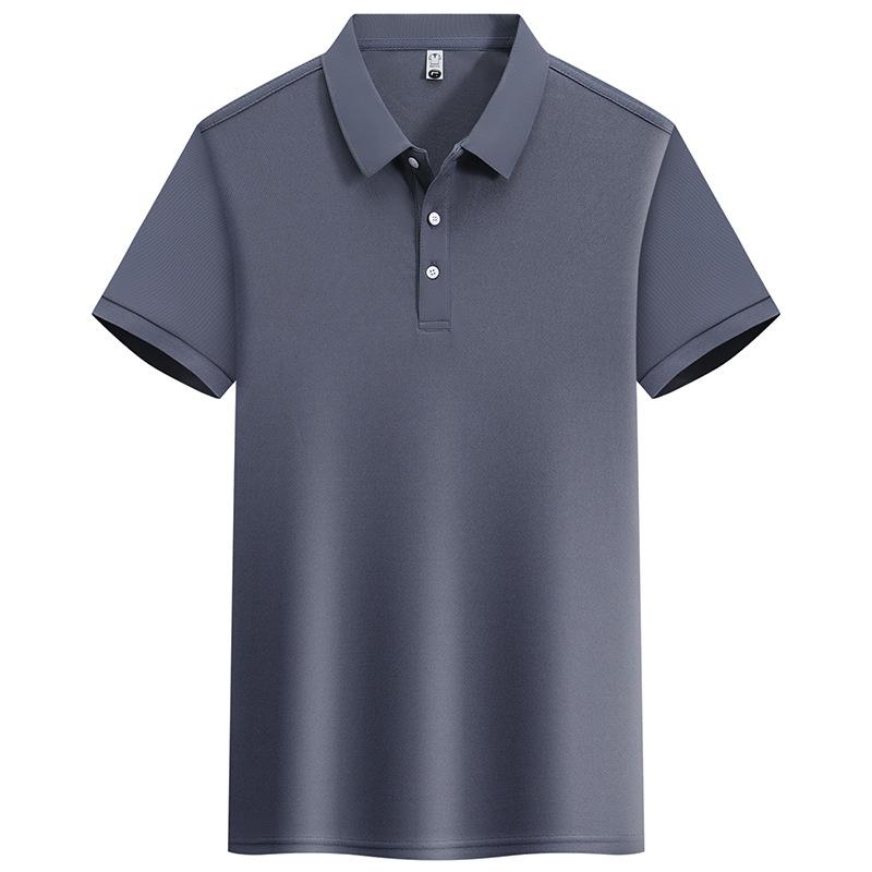 Summer Men's Short-sleeved Polo Shirt, Simple Business Casual Solid Color Lapel T-shirt, Ice Silk, Breathable and Versatile