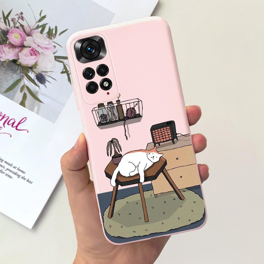 Для Xiaomi Redmi Note 11 4G Чехол Мягкий Жидкий Силикон Милый Кот Прекрасный Бампер Fundas Для Xiaomi Redmi Note 11 Pro Note11s 4G 5G