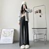 Gray Glutinous Rice Pants Women's New Autumn and Winter High Waist Drape Straight Loose Small Lazy Wide Leg Pants