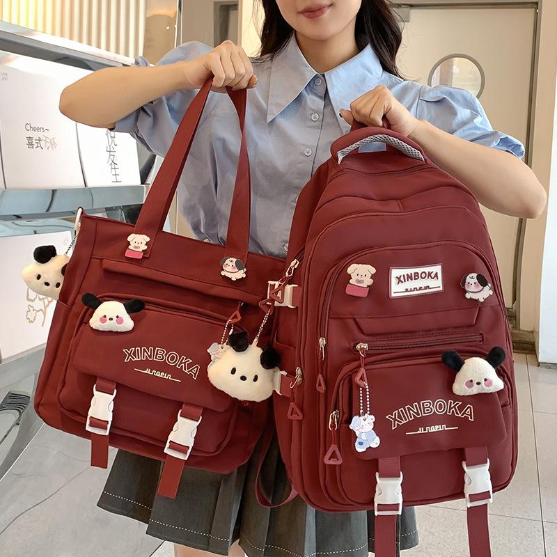 Школьные рюкзаки для студенток колледжа Простые и милые Большой вместимости для старшеклассниц и учениц средней школы Рюкзак из двух частей