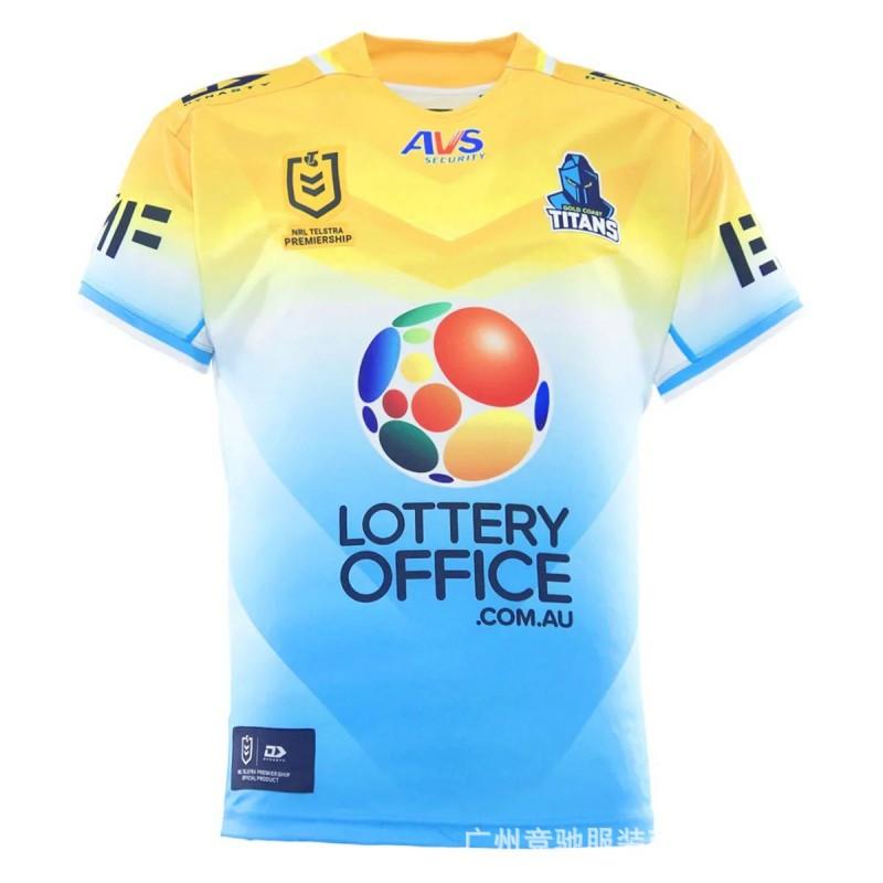 Gold Coast Titans NRL Rugby Training Jersey Mens Short Sleeve Sport Top Home Away Replica