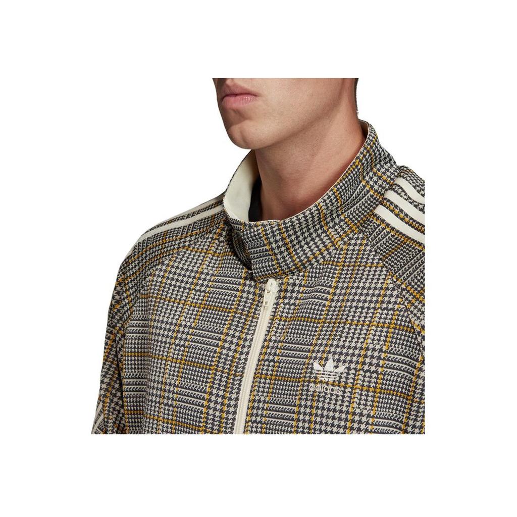 Adidas Originals Trefoil Houndstooth Casual Sports Jacket With Collar Men Jacket Khaki ED6131