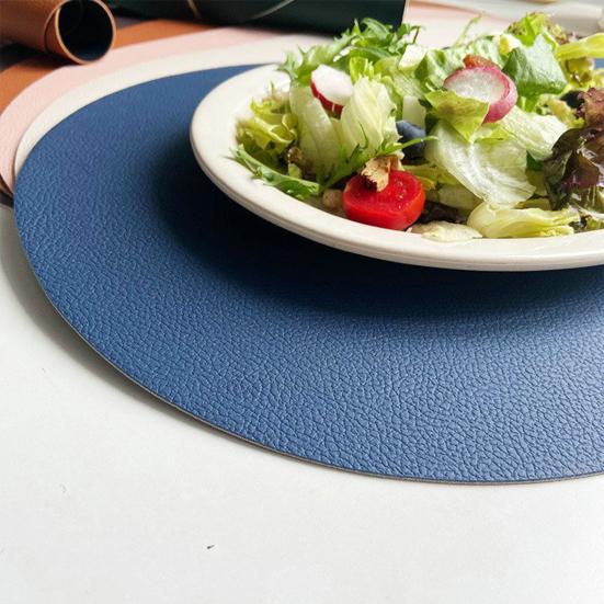 Table Mat Faux Non-slip Wipeable Leather Oval Shape Insulation Pad for Dining Room