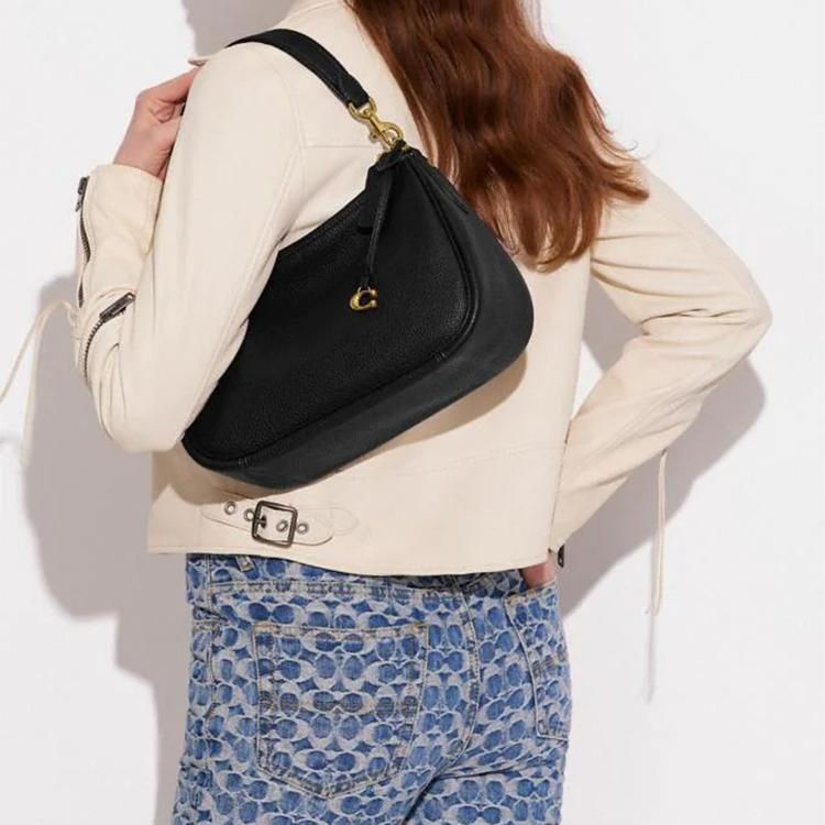 COACH Cary Leather Shoulder Bag , Crossbody Bag Large Women's Black (Unisex) Shoulder Bags CC437 B4BK