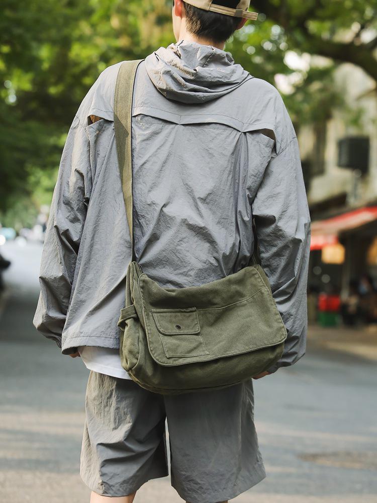 Холщовая сумка кроссбоди в японском стиле - Унисекс, повседневная, через плечо, мессенджер для студентов