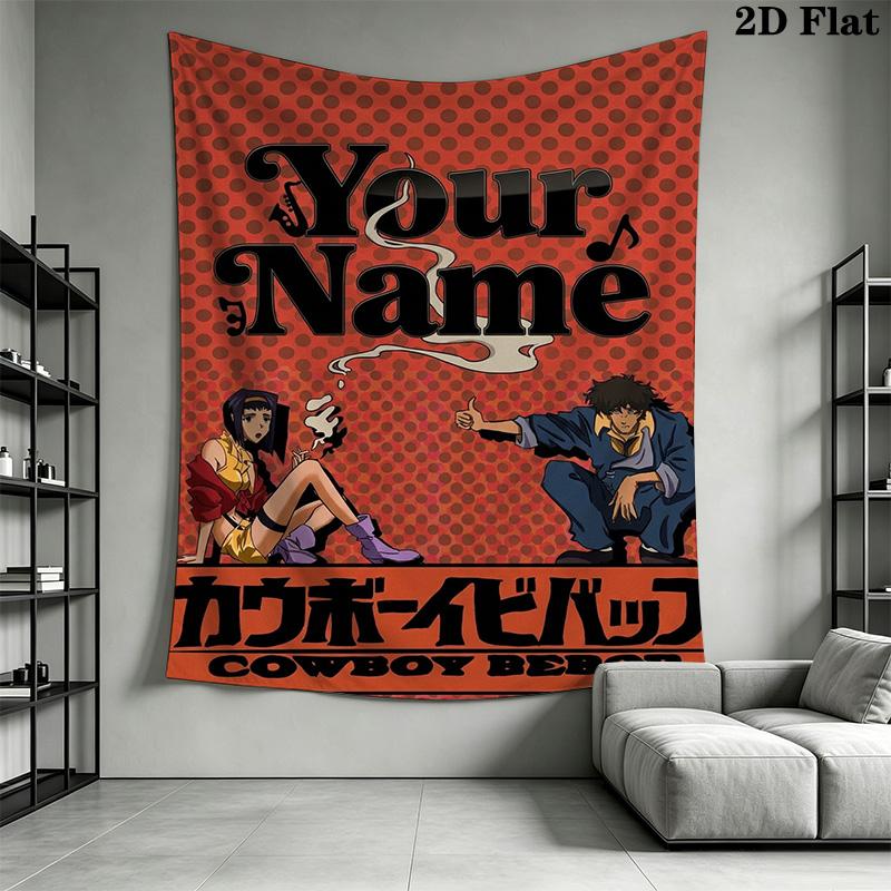 Name Custom CowboyBebop Wall Tapestry Aesthetic Wall Hanging Printed Fabric Blanket Decorative Tapestries for Bedroom Living Room Home Decor