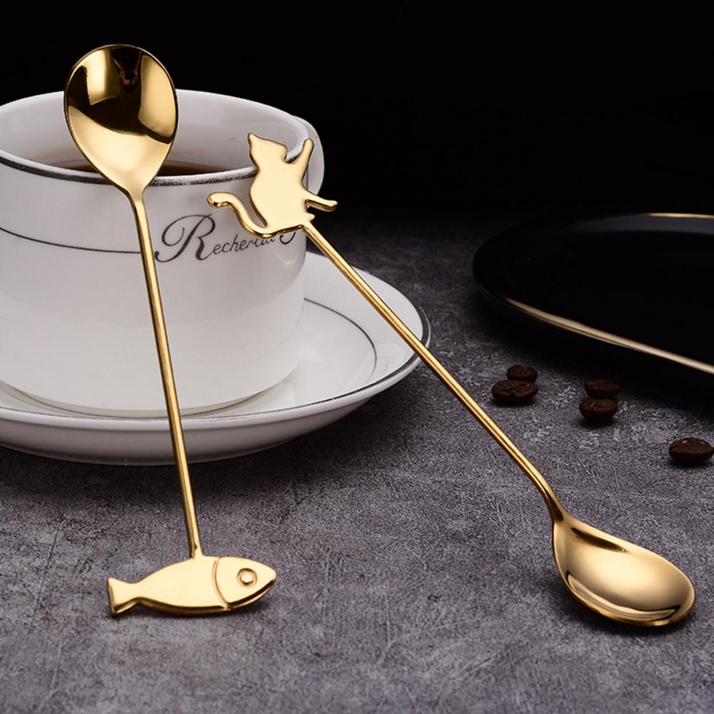 Cute Stainless Steel Mixing Home Drinking Stirring Tool Teaspoon Milk Spoon Coffee Accessories