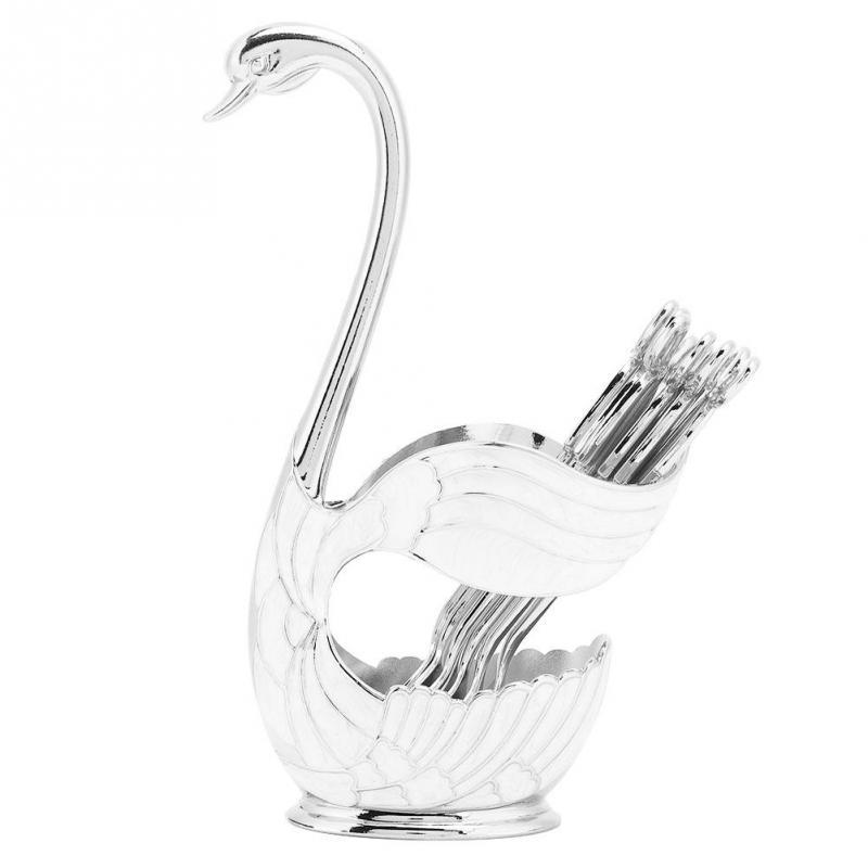 Набор десертных ложек для кофе Европейский стиль Элегантный лебедь Совок для фруктов Держатель Декоративная посуда KTY