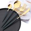 Высокое качество 24 шт., набор столовых приборов из черного золота, нож, вилка, чайная ложка, столовые приборы, зеркало, посуда из нержавеющей стали, кухонное серебро в западном стиле