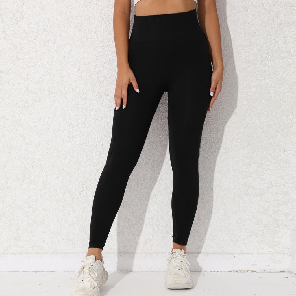 Women's High Waist Tummy Control Butt-Lifting Yoga Leggings - Sweat-Wicking Sexy Running Fitness Tights Black