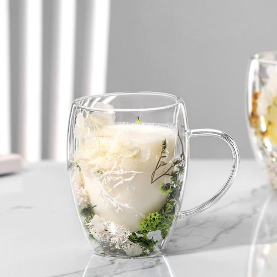 350 мл Кружка для кофе из стекла с двойными стенками, Изолированная стеклянная чашка с ручкой, Прозрачная, для эспрессо, латте, капучино, молока, сока, чая, воды