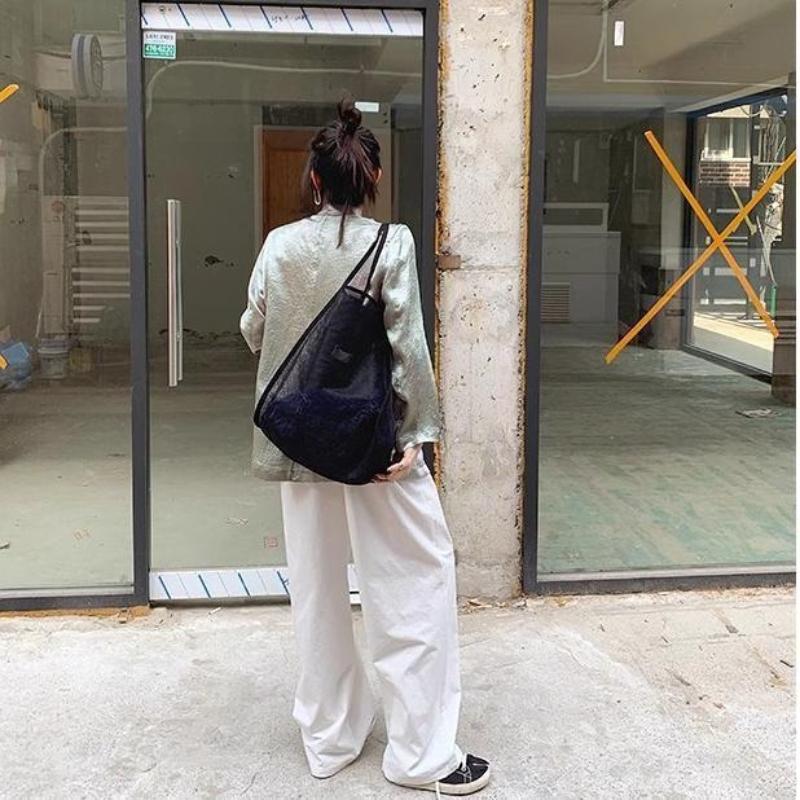 1 шт. прозрачная сетчатая сумка через плечо - модная легкая дорожная сумка для покупок большой вместимости