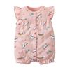 Baby Girls Cute Butterfly Print Ruffled Sleeves Collar Onesie Comfortable Breathable Baby Summer Baby Clothes Baby Bodysuit