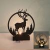 1pcs Creative Ornaments, Candlesticks, Metallic Black Wrought Iron, Elk Christmas Glowing Decorations Crafts