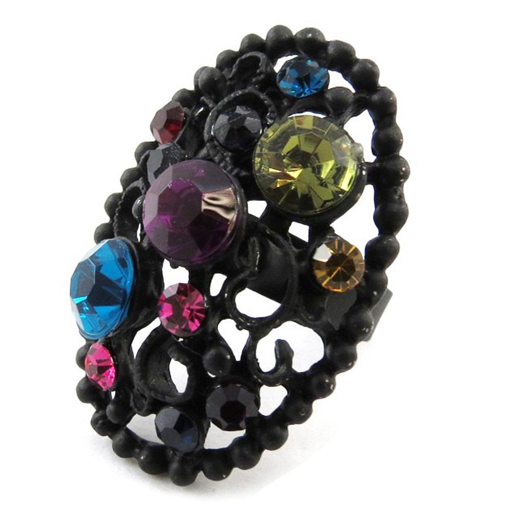 Les Trésors De Lily [J2042] - Дизайнерское кольцо "Сисси" черное разноцветное