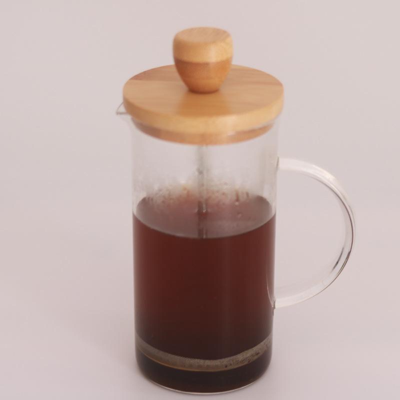 Френч-пресс с бамбуковой крышкой, термостойким стеклом и контейнером для кофе из боросиликатного стекла
