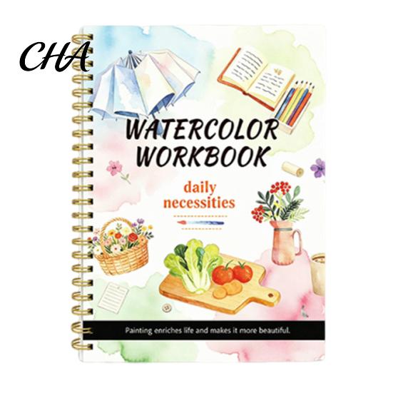 Floral And Daily Object Coloring Watercolor Book, Clean Bright Patterns Design, Thick Book for Kids Paper Multi-theme Paint Art Skill Development