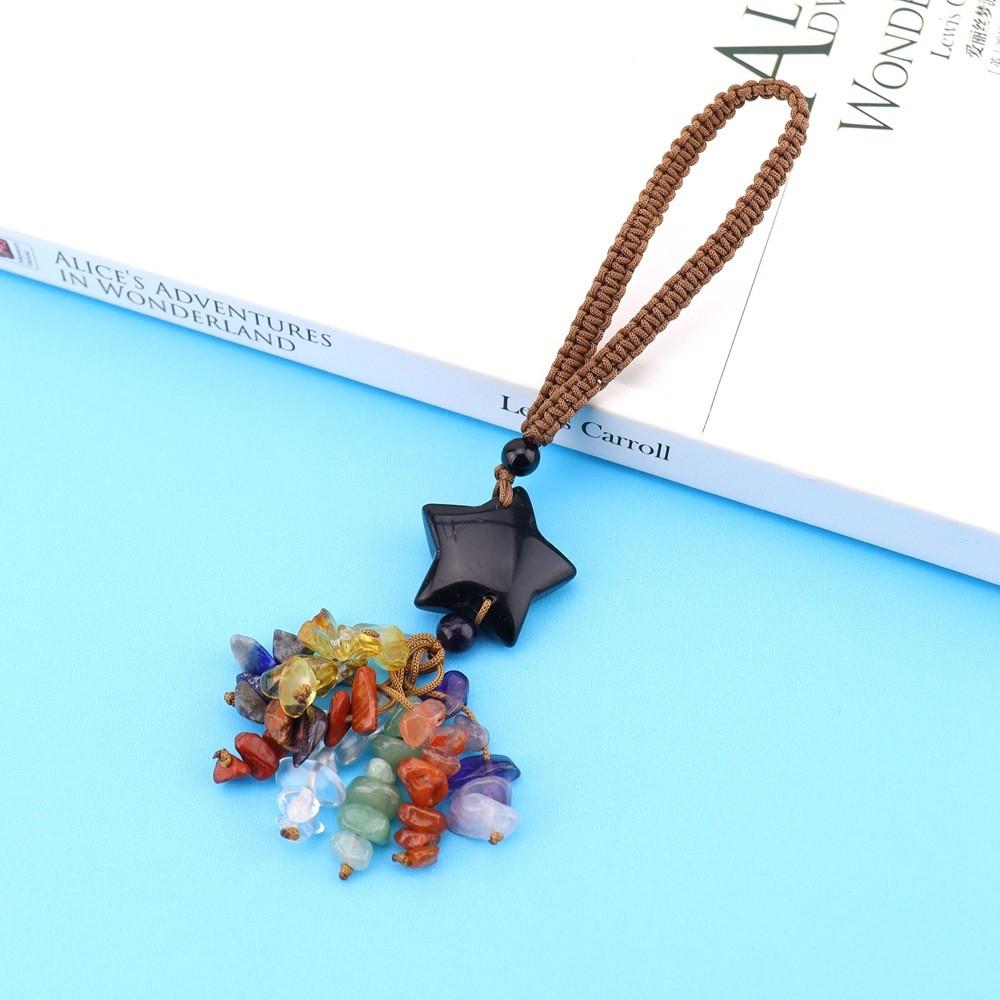 Agate Star Pendant Keychain Handmade Crystal Car Charm For Gift And Decoration