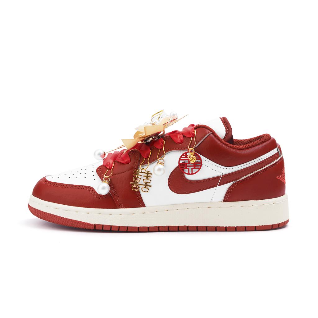Jordan Air Jordan 1 Низкие Винтажные Баскетбольные Кроссовки с Устойчивой к Скольжению и Износу Подошвой Женские Красные FJ3465-160(Команда746-)