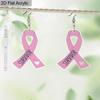 2D Flat 1Pair Pink Ribbon Survivor Breast Cancer Day Earring Acrylic Painting Earrings Jewelry for Women Female